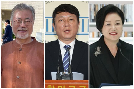 (왼쪽부터) 문재인 전 대통령, 최재성 전 청와대 정무수석, 김정숙 여사. <연합뉴스>